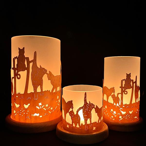 Windlicht Katzen